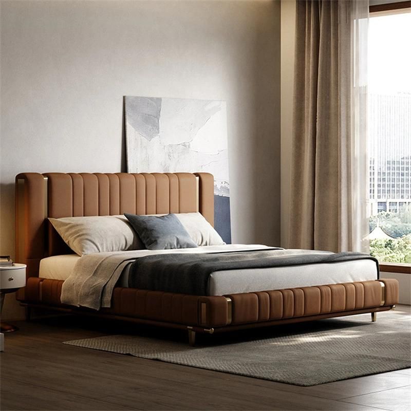 Light Luxury Modern Minimalist Double Bed Leather Bed