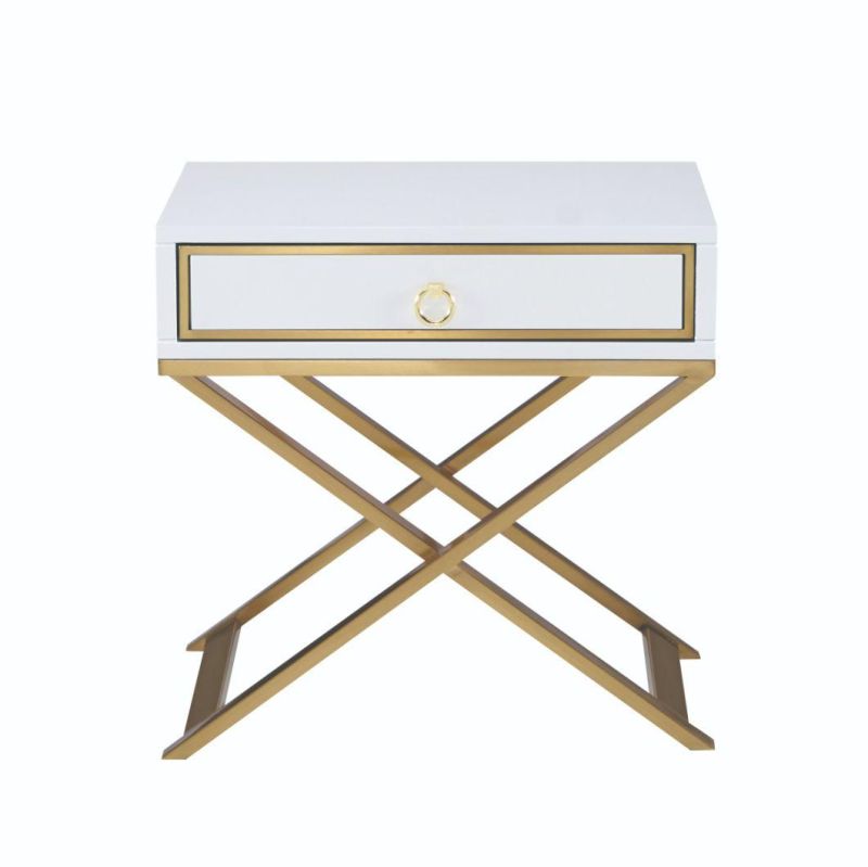 Bedroom Furniture Luxury Design Stainless Steel Leg Bedside Table
