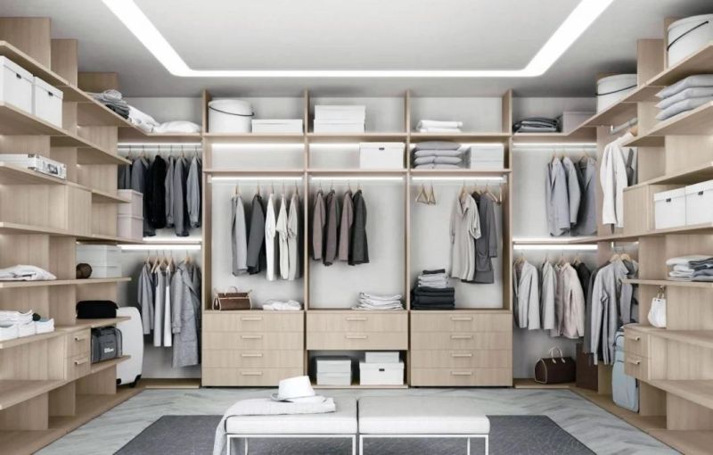 Minimalism Clothes Closet Storage Cabinet Modern Wooden Walk in Closet