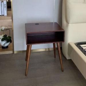 Wooden Smart Bedside Table Support Wired or Wireless Charger Smart Furniture Bedside Table with Drawer