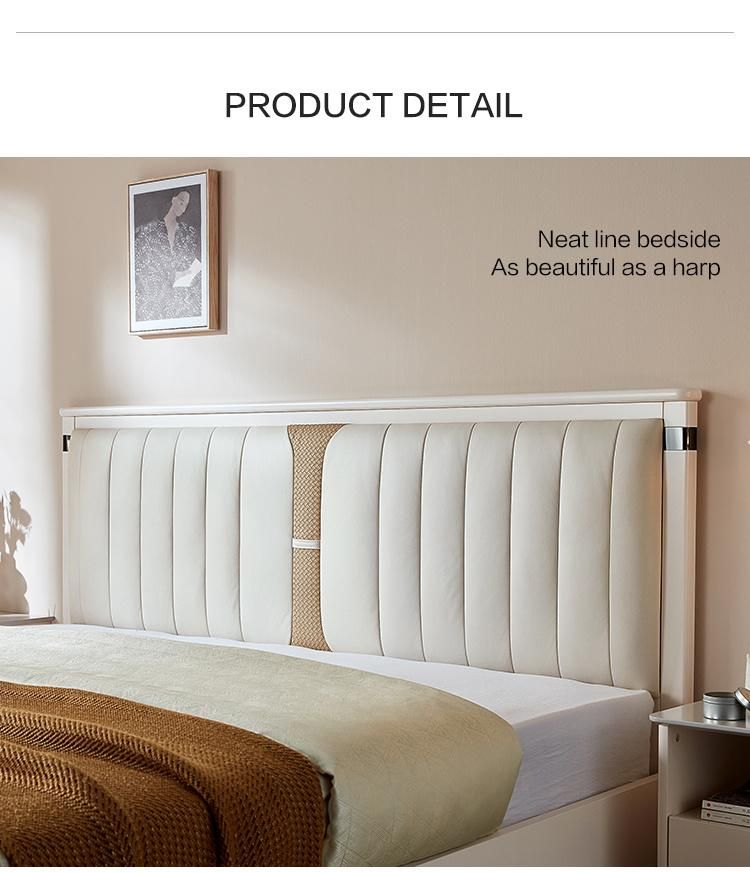Linsy Latest Design Modern White Leather Princess Bed King Size Double Bed Frames Ls227A1