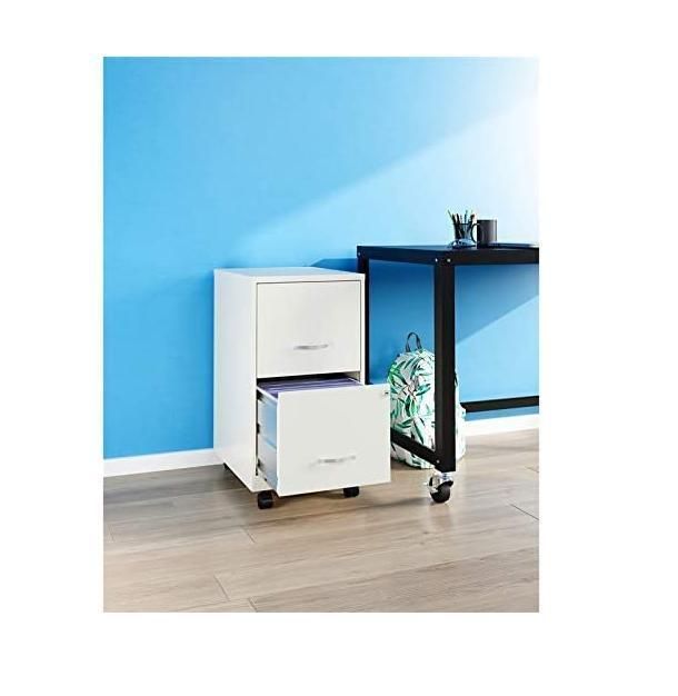 2 Drawer Metal Mobile File Cabinet with Lock, Steel File Cabinet with Four Wheels Small Filing Storage