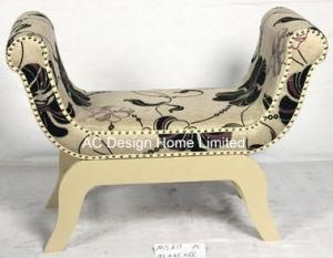 VINTAGE FABRIC/WOODEN BED ROOM SINGLE SEAT U SHAPE BENCH