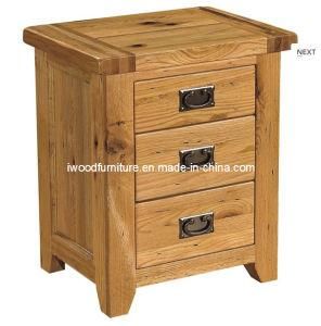 Rustic Reclaimed Oak of 3 Drawer Bedside Table