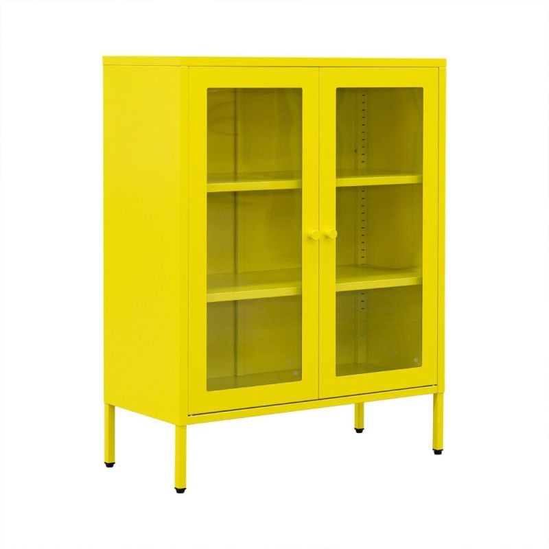 Save Space Double Swing Glass Door Cabinet for Home