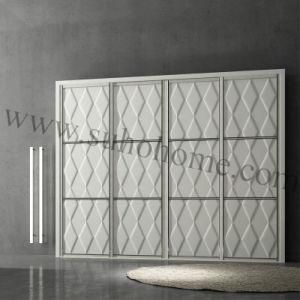 Customized Wardrobe Sliding Door for Cabinet with Handsewed Leather