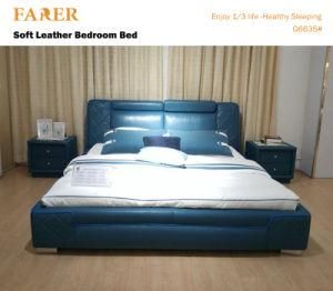 Modern Home Bedroom Furniture Leather Bed with Size Customized