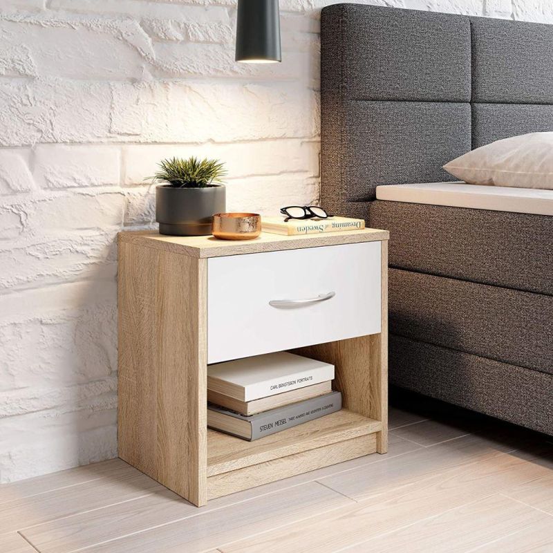 Solid Wood of Bedroom of Contemporary Household Furniture Receives Contracted Bedside Cabinet