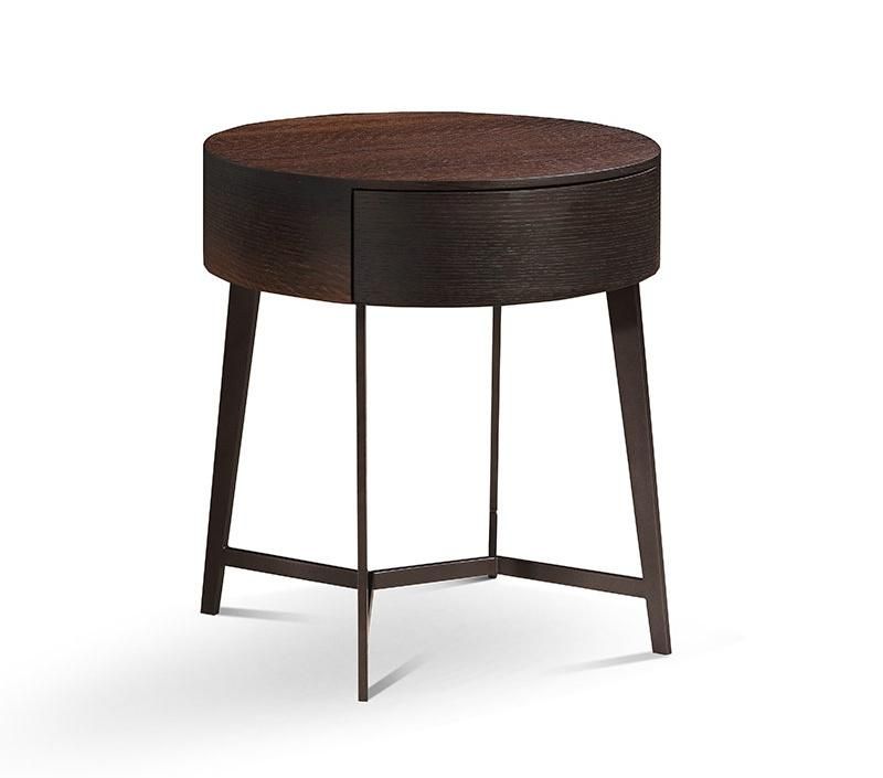China Fty Direct Sale Modern Bedside Wooden and Genuine Leather Upholstered Bedside Table Light Table