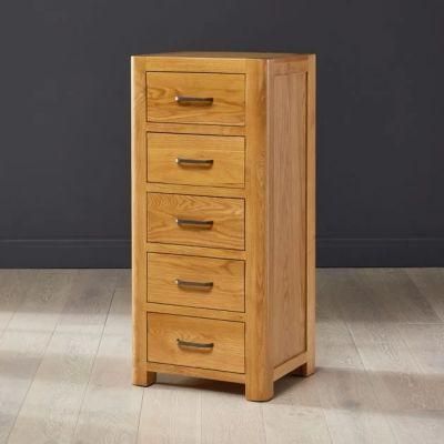 Solid Wood Oak 5 Drawer Tallboy Chest of Drawers
