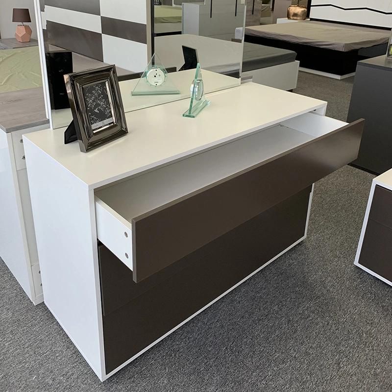 Modern Simple Design Home Furniture Melamine Bedroom Set with Bed Night Stand Dressing Table