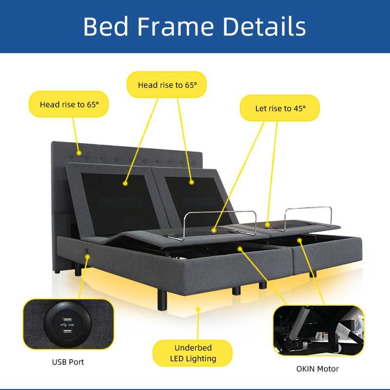 OEM ODM Vibration Massage Function Okin Motor Electric Adjustable Bed