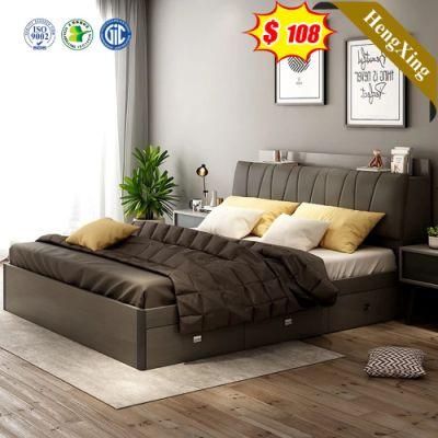 Executive Light Luxury Style Gray Color Creative PU Leather Middle Backrest Bedroom Furniture Storage Gas Lift Beds