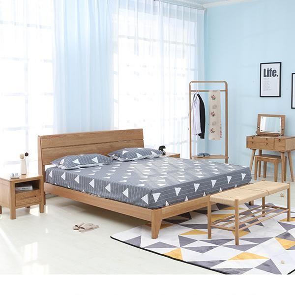 Japanese Style Simple Solid Wood Double Bed Hotel Room Bedroom Furniture