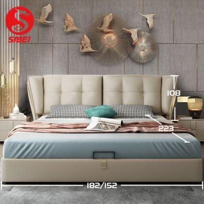 High Quality Modern Design Full Size Modern Soft Bed with Headboard Supplier
