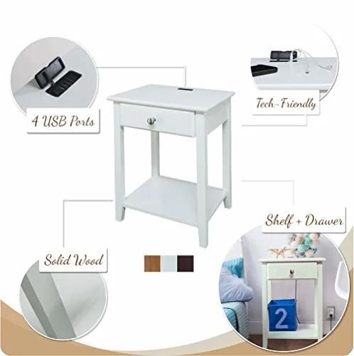 Nova Bedside Table Living Room Cabinet with USB Interface