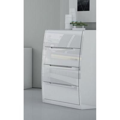 Nova 4-Drawer Spacious Vertical Drawers Chest with White Lacquer Finish