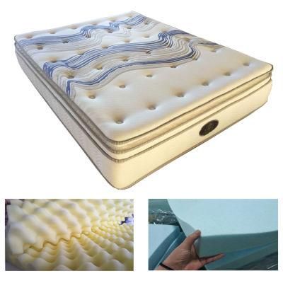Pocket Spring Mattress Luxury Double Pillow Top Memory Foam Mattress Roll in Box