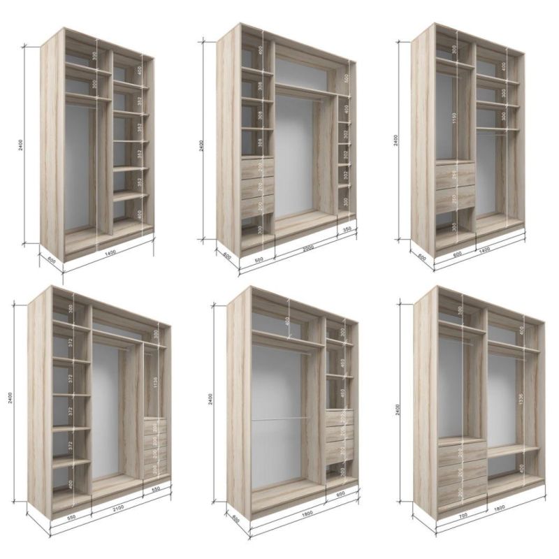 Single Wall Mounted Wardrobe Furniture Bedroom 3 Doors Swing Wardrobe