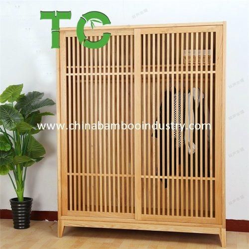 Bamboo Bedroom Wardroe with Sliding Door 2 Drawer Storage Cabinet