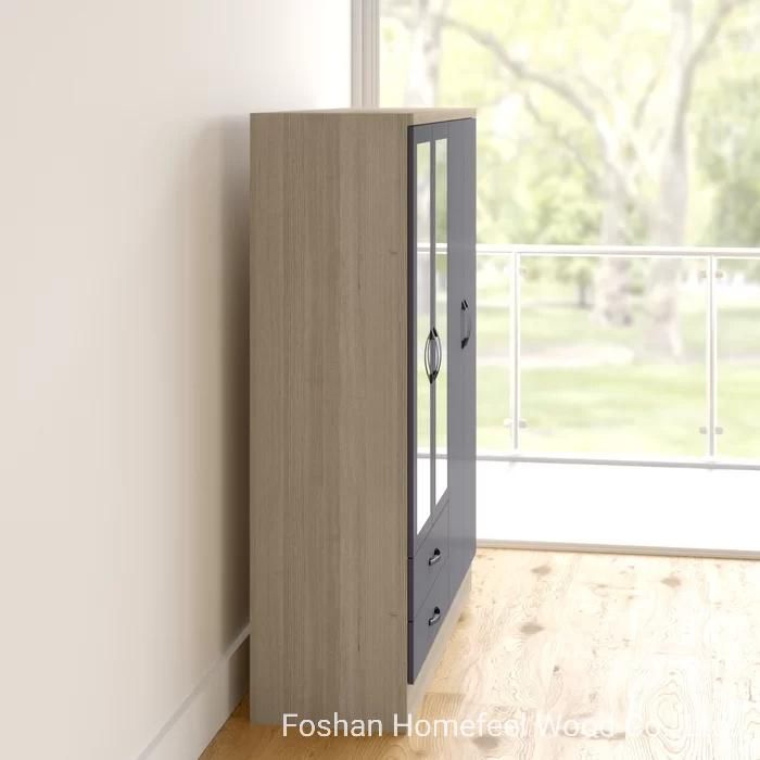 Modern Wooden MDF Apartment Closet Cabinet Furniture Bedroom Storage Wardrobe (HF-WB56)