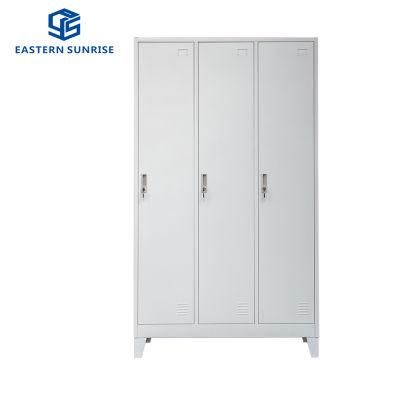 Morden Colorful 3 Door Metal Steel Storage Wardrobe with Feet