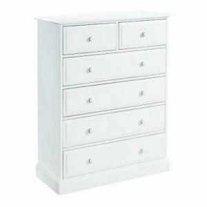 Solid Wood White Color 6 Drawers Chest