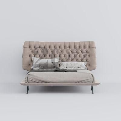 2022 Latest Modern Style Hot Sale Button Design Headboard Velvet Fabric Bedroom Bed