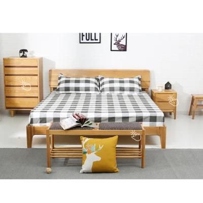 White Oak Multifunctional Double Bed Solid Wood Bedroom Bed