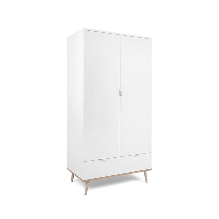 White Naturalism Wooden Modern Bedroom Wardrobe