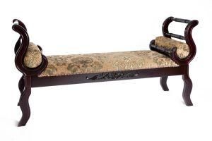 63&quot; Upholstered Indoor Bench with Arms Dark Cherry Gloss Finish