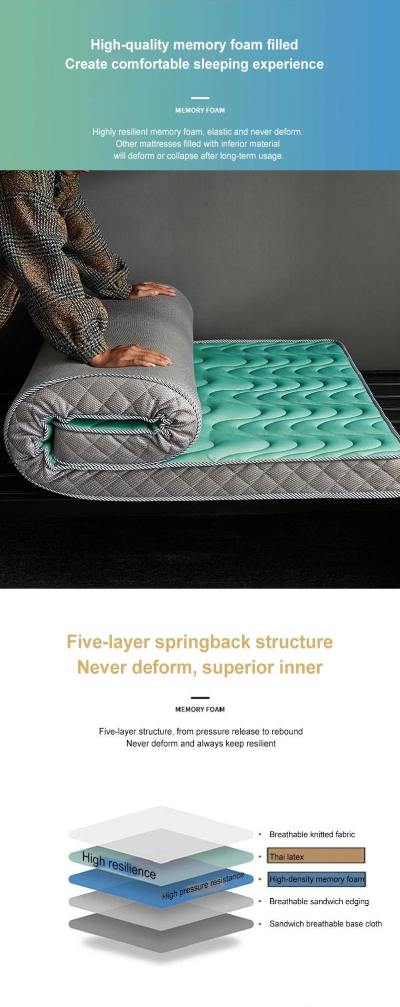 School Dorm Bed Mattress Thick 10cm Portable Soft Latex Twin