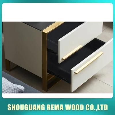 Modern Bedside Table White Lacquer Wooden Metal Industrial Sleep Night Stands for Bedroom Furniture Hotel Guest Room