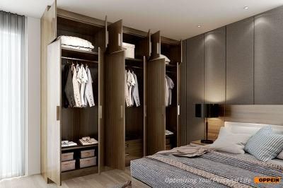 Oppein Hot Sell Leather 6 Swing Door Wardrobe