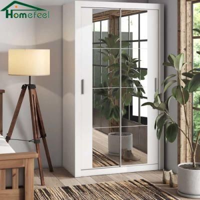 Modern Bedroom Furniture Design Mirror Door Wooden White Wardrobe