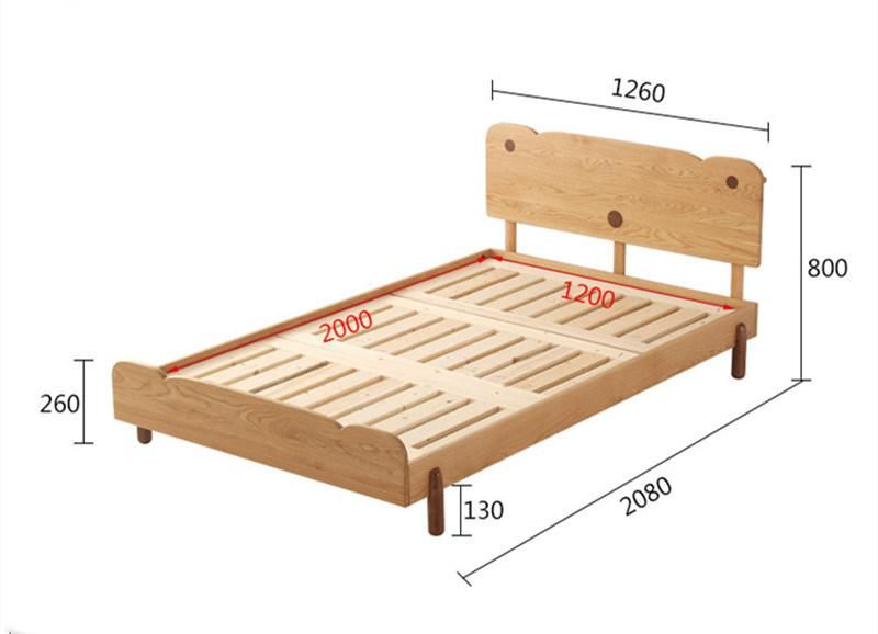 Nordic White Oak Cherry Wood Children′s Bed 0012