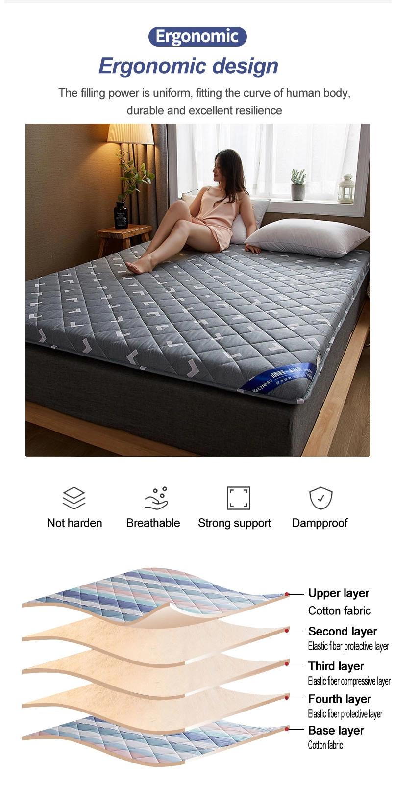 Home Quilted Pad Breathable Multi-Purpose Thick 5cm Cotton Stripe Queen