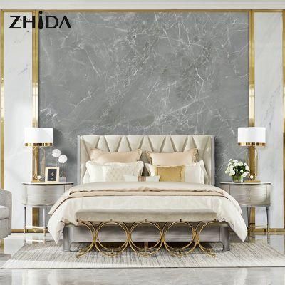 High End Home Furniture Modern Luxury Design Genuine Leather with Wooden Frame Bed