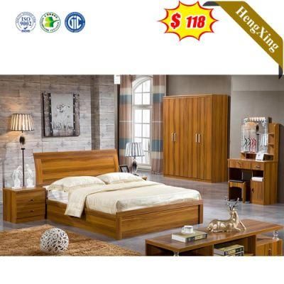 Chinese Factory Wholesale Bedroom Set Furniture Log Color Storage King Double Size Beds with Wardrobe
