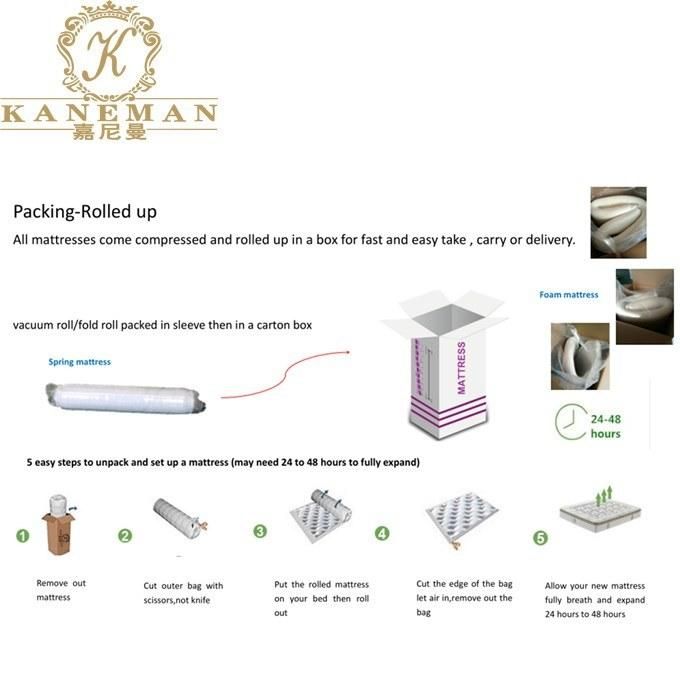 OEM Pocket Spring Pillow Top Mattress Roll Packing in a Box
