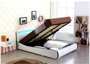 Modern Design European Hot Sale Faux Leather Bed Storage Bed PU Bed with LED Light