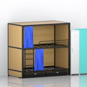 China Wholesale Modern Office School Furniture Dormitory Hotel Metal Wooden Fence Double Steel Bunk Bed for Student