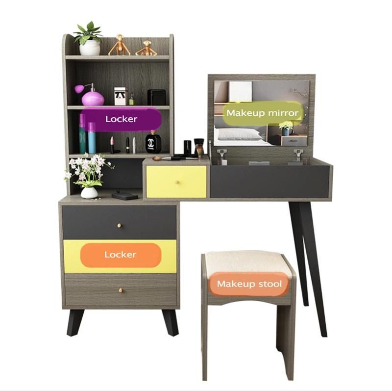 Nordic Dressing Table and Stool Combination Simple Modern Bedroom Small Apartment Dressing Table Plate Table 0003