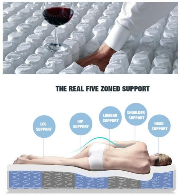 Five Zone Euro Top Skin-Friendly Loycell Fabric Pocket Spring Latex Foam Mattress