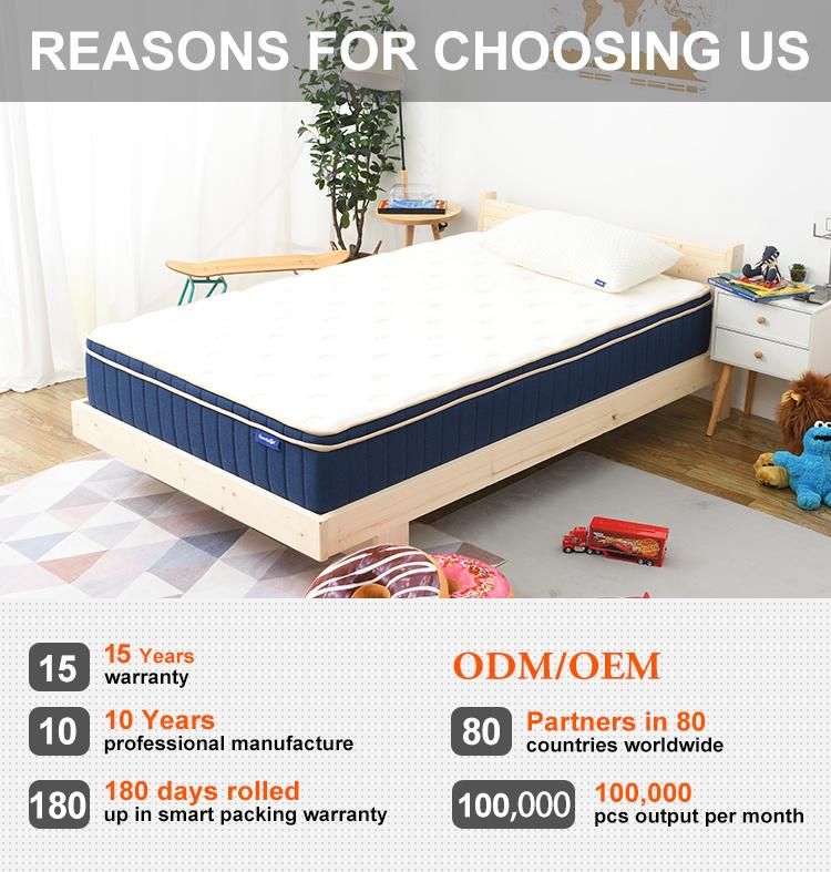 Euro Top Foam Natural Bedroom Latex Baby Mattress Sleep Compressed Hybrid Pocket Spring Mattress