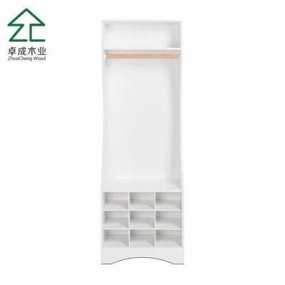 White Color MDF Faced Melamine Wardrobe Without Door