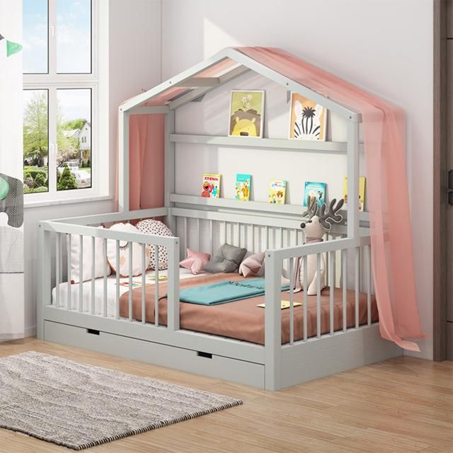 China Made Unique Kids Wooden House Bed Child Kid Single Size Bed