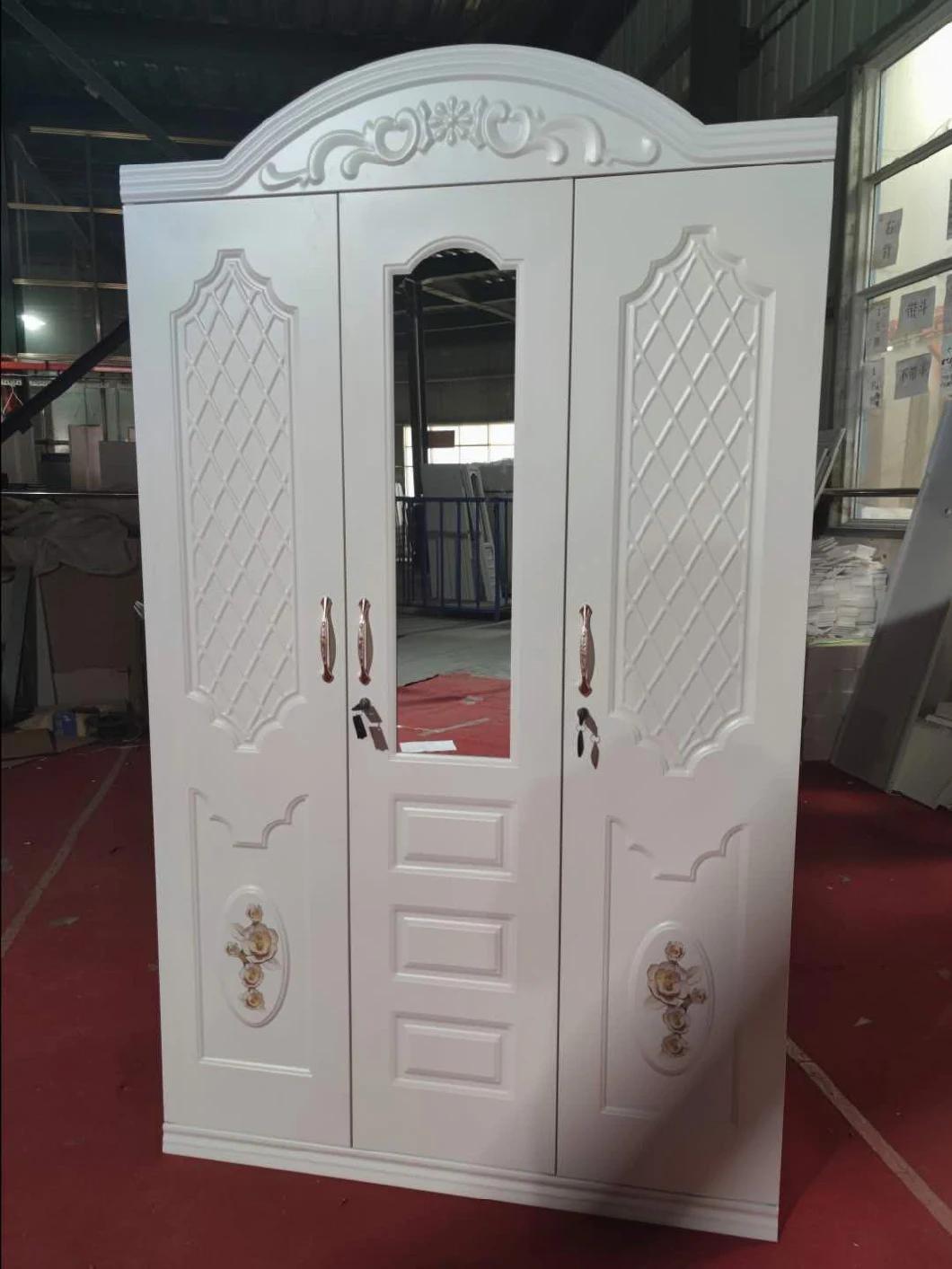 Bedroom Furniture 3 Door White Wardrobe with Mirror