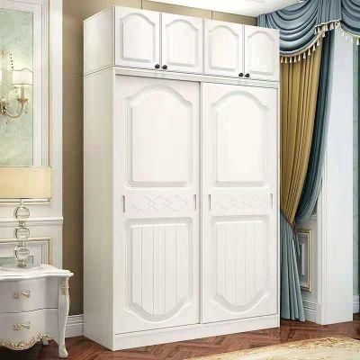High Quality Solid Wood White Combination Cabinet Sliding Door Wardrobe