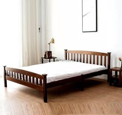 Furniture Modern Simple Double Solid Wood Bedroom Furniture with Headboard